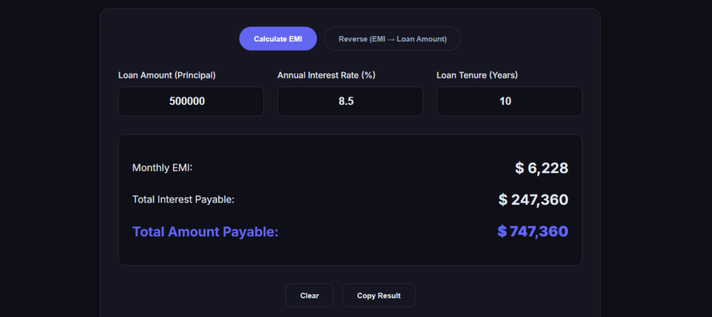 Calculate EMI on Home, Car, and Personal loans