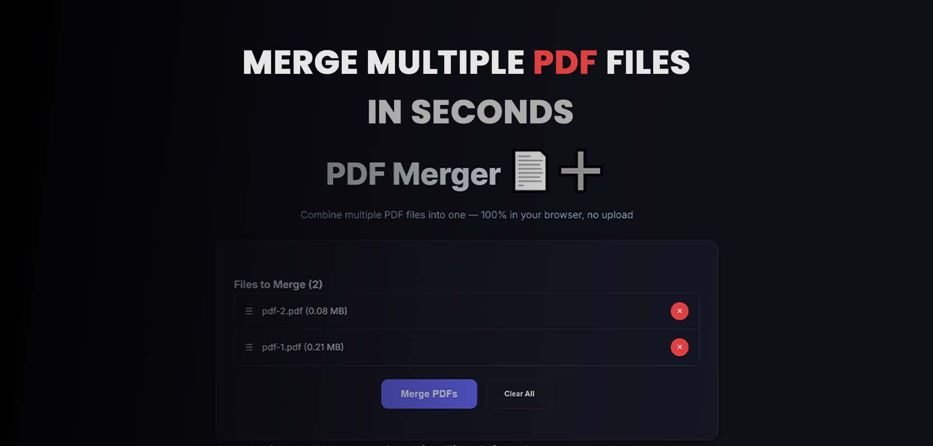 Merge PDF documents online free tool interface