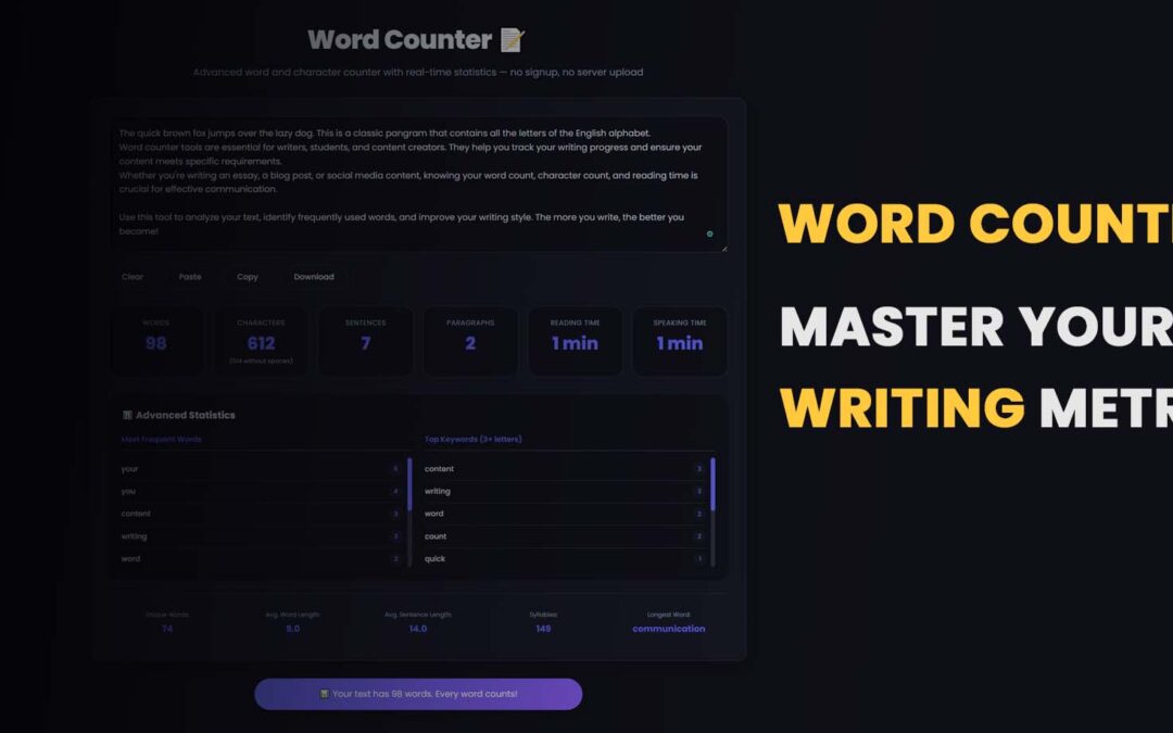 Word Counter (Free & Instant) – Count Words, Characters & Sentences Online