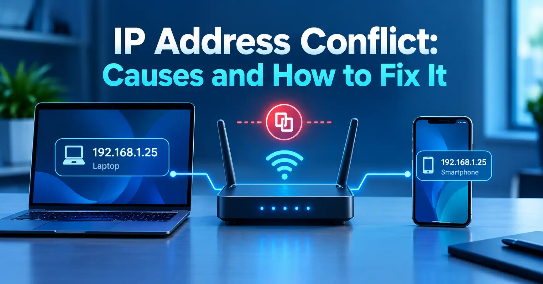 IP address conflict showing two network devices using the same private IP address