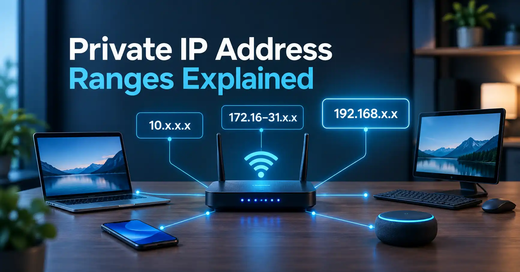 Private IP address ranges showing 10.x.x.x, 172.16–31.x.x, and 192.168.x.x on a local network